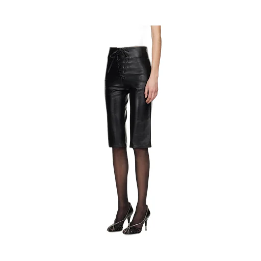 Lace-Up Leather Capri Trousers