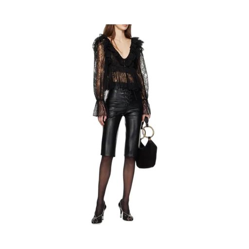 Lace-Up Leather Capri Trousers