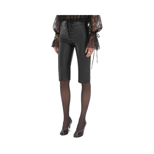 Lace-Up Leather Capri Trousers