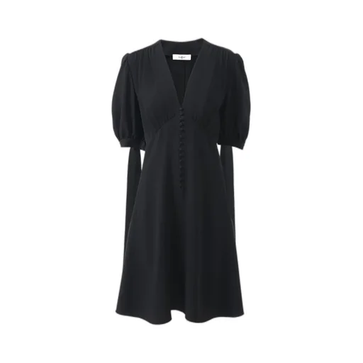 V-Neck Puff Sleeved Mini Dress