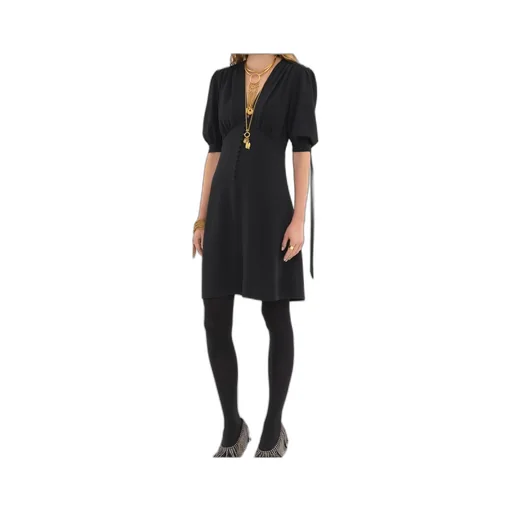 V-Neck Puff Sleeved Mini Dress