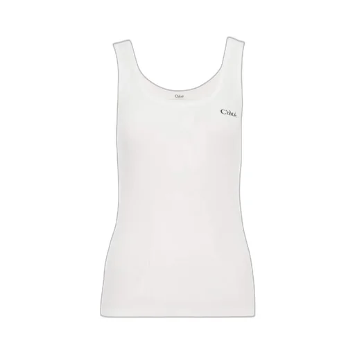 Logo Embroidered Ribbed Tank Top