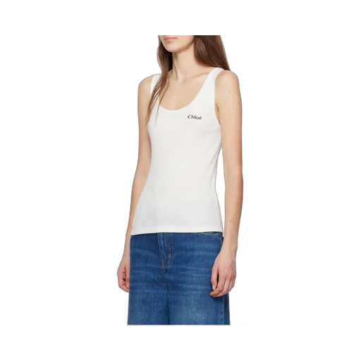 Logo Embroidered Ribbed Tank Top