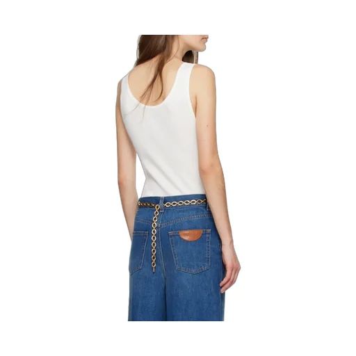 Logo Embroidered Ribbed Tank Top