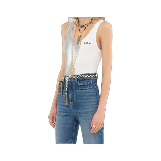 Logo Embroidered Ribbed Tank Top