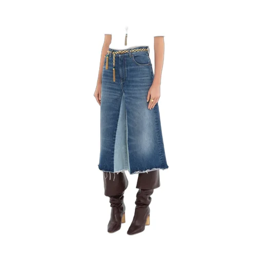 Patchwork Denim Skirt