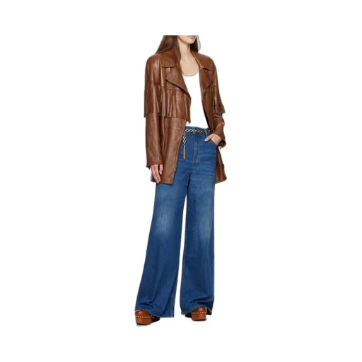 Belted Fringed Leather Jacket