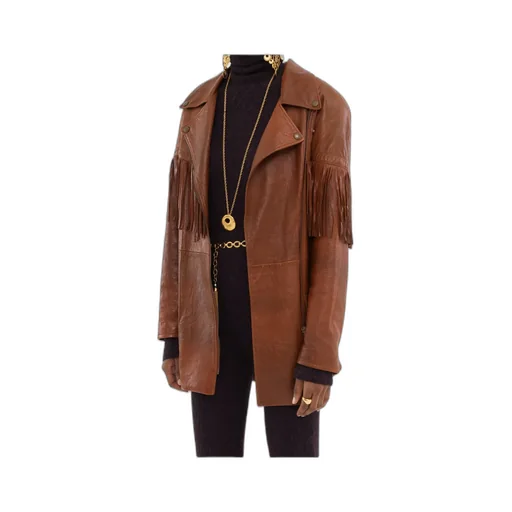 Belted Fringed Leather Jacket
