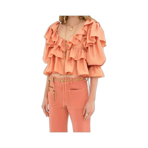 Ruffled Cropped Blouse