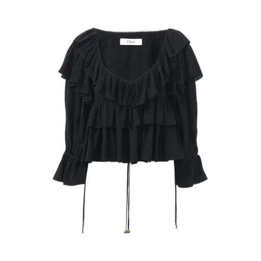 Ruffled Cropped Blouse
