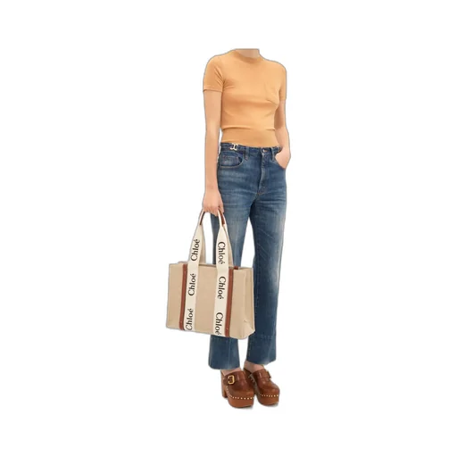 Woody Logo Printed Medium Tote Bag