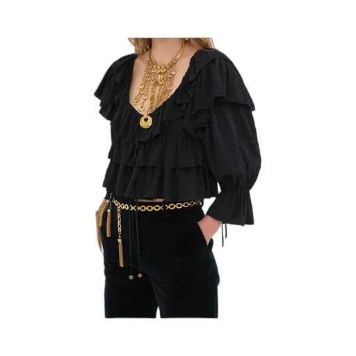 Ruffled Cropped Blouse