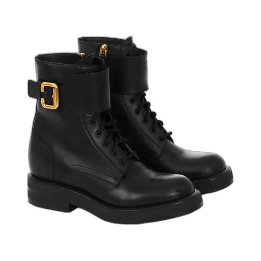 Buckle Detailed Lace-Up Boots