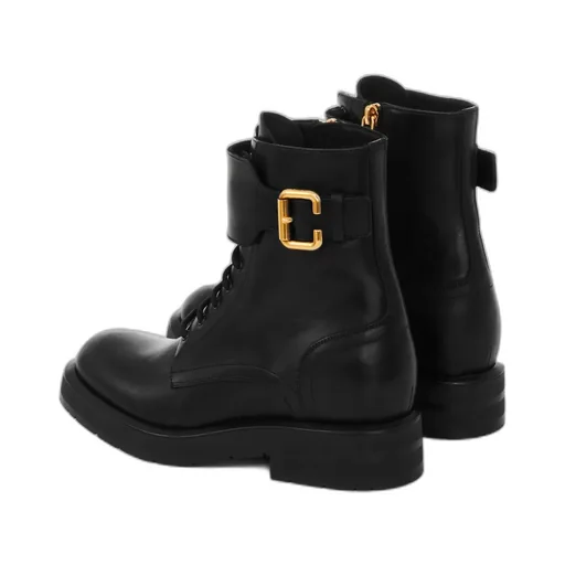 Buckle Detailed Lace-Up Boots