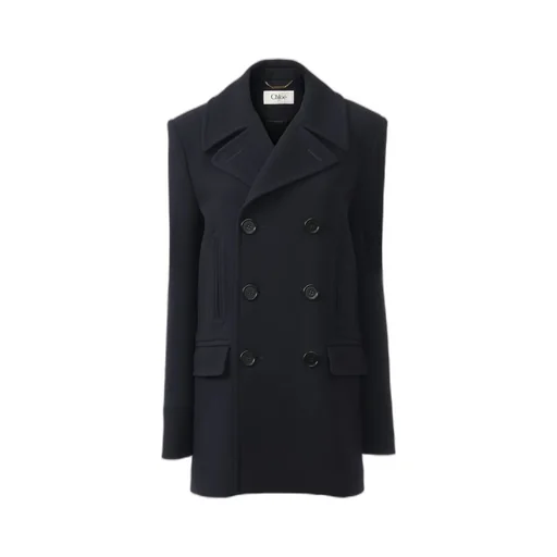 Double Breasted Creped Pea Coat