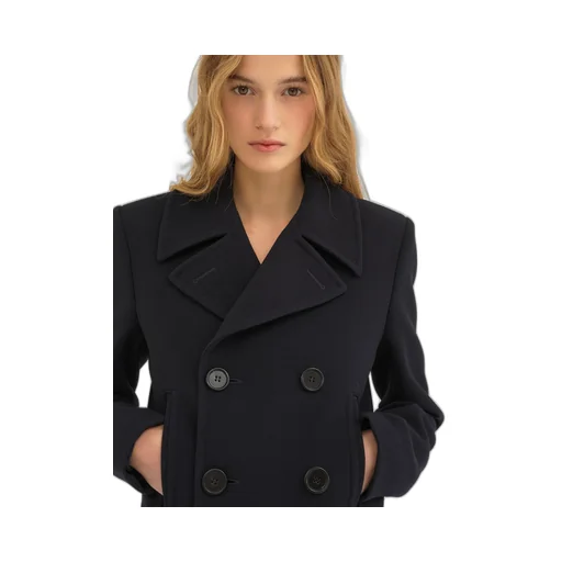 Double Breasted Creped Pea Coat