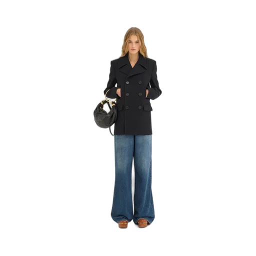 Double Breasted Creped Pea Coat