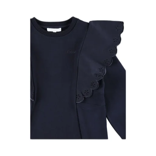 Ruffled Detail Crewneck Sweatshirt Dress