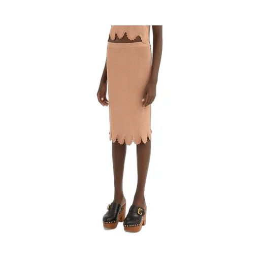 Fitted Scallop Midi Skirt