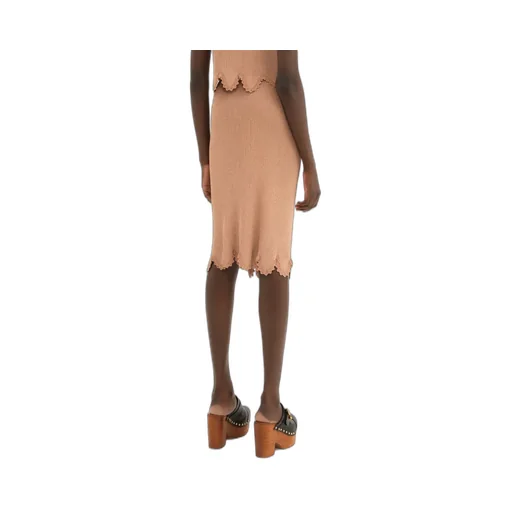 Fitted Scallop Midi Skirt