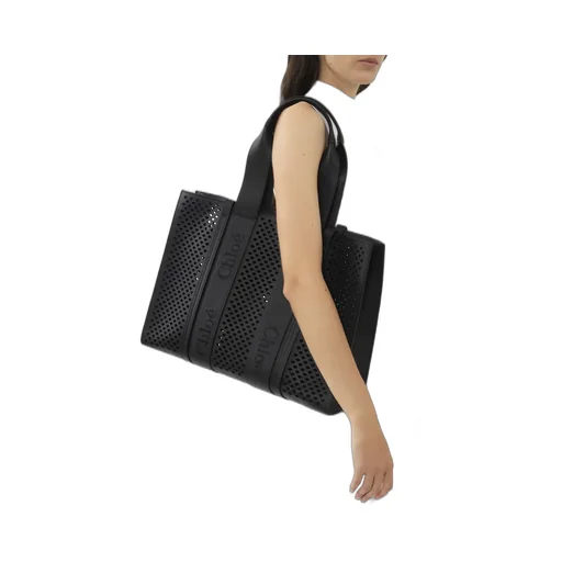 Woody Cut-Out Detailing Leather Tote Bag