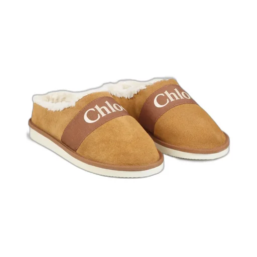 Logo Printed Strap Round Toe Slippers