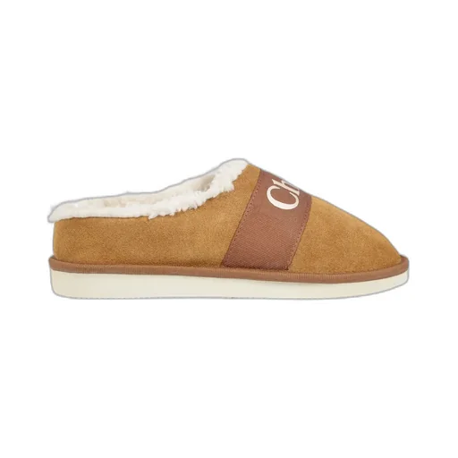 Logo Printed Strap Round Toe Slippers
