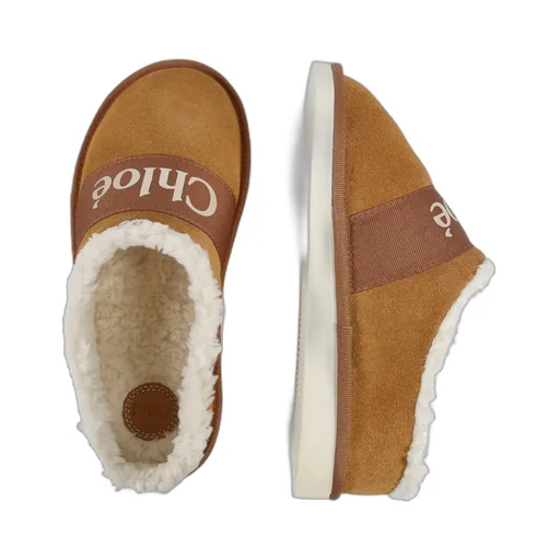 Logo Printed Strap Round Toe Slippers