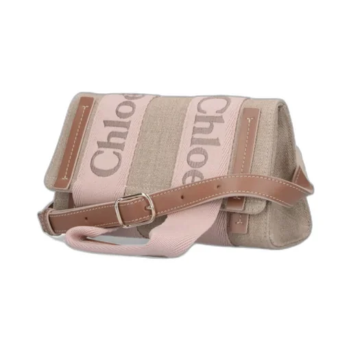 Logo Embroidered Flap Shoulder Bag