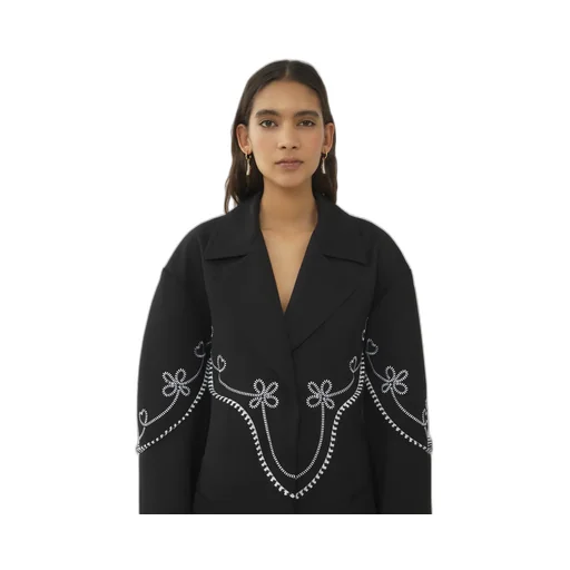 Motif-Embroidered Maxi Trench Coat