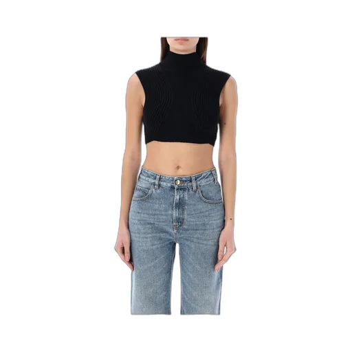 Ribbed-Knit Wool Crop Top