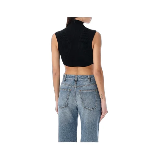 Ribbed-Knit Wool Crop Top