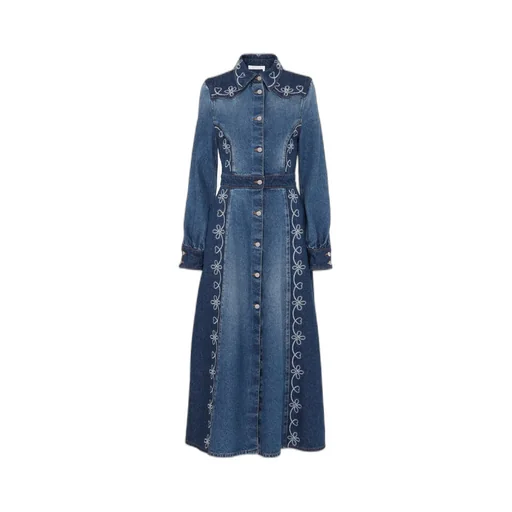 Embroidered Denim Shirt Dress