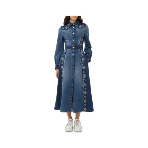 Embroidered Denim Shirt Dress