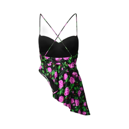 Rose Printed Asymmetrical Hem Top
