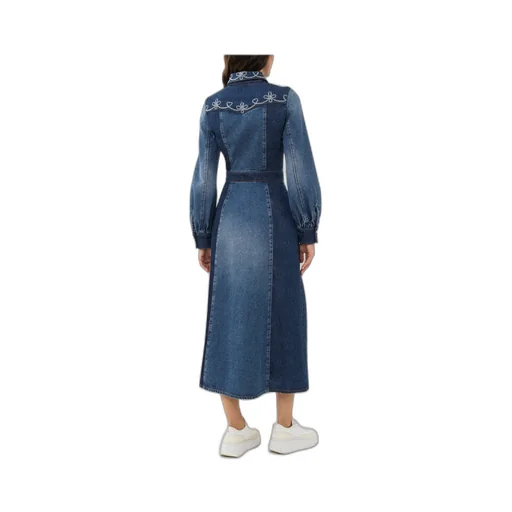 Embroidered Denim Shirt Dress