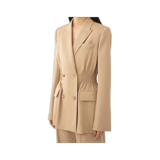 Flap-Pocketed Double-Breasted Blazer