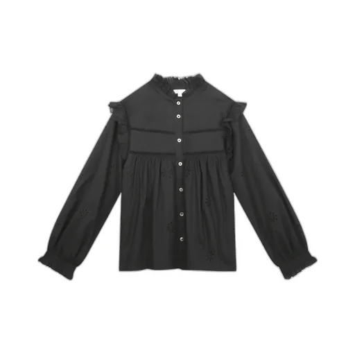 Ruffle Detailed Straight Hem Shirt