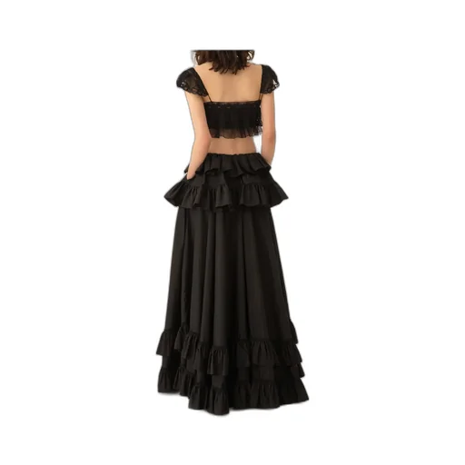 Ruffled Bralette In Silk Mousseline & Lace