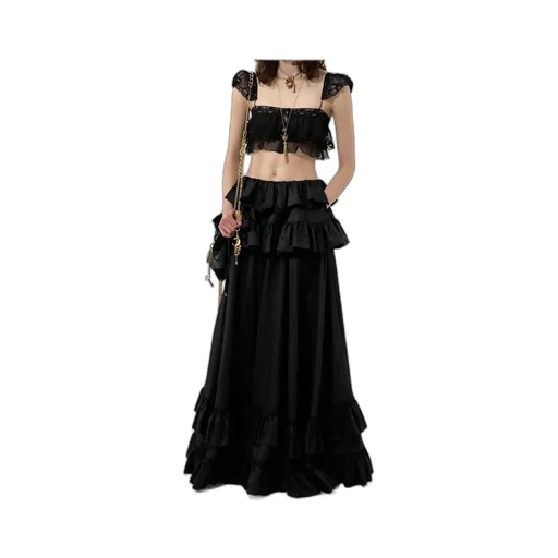 Ruffled Bralette In Silk Mousseline & Lace