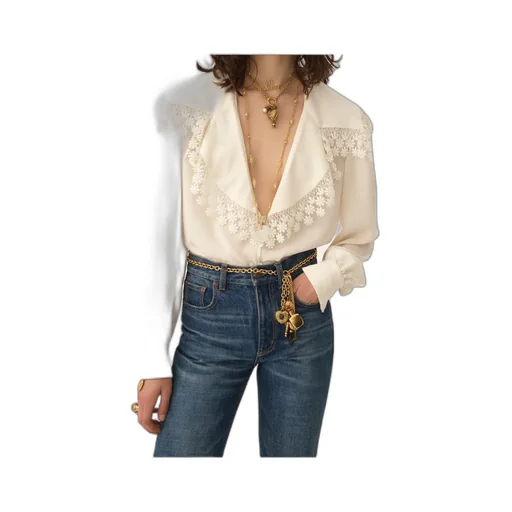 Maxi-Collar Lace Blouse