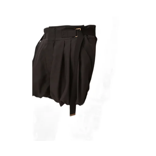 Balloon-Hem Buckle Silk Habotai Shorts
