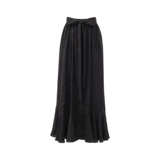 Rose Jacquard Gathered Midi Skirt