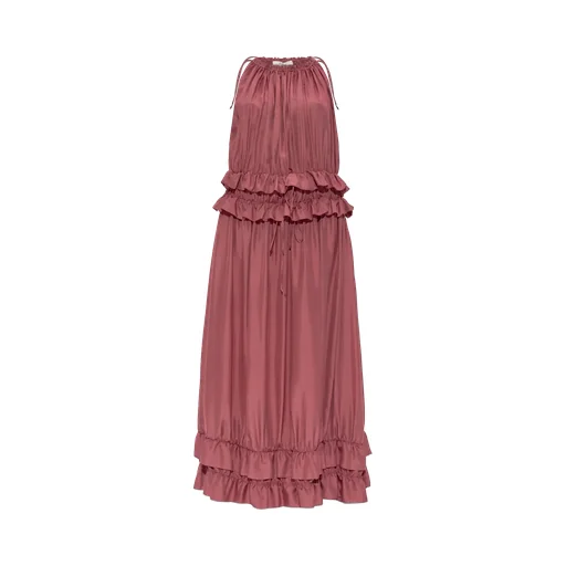 Ruffle Detailed Halter-Neck Dress