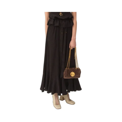 Rose Jacquard Gathered Midi Skirt