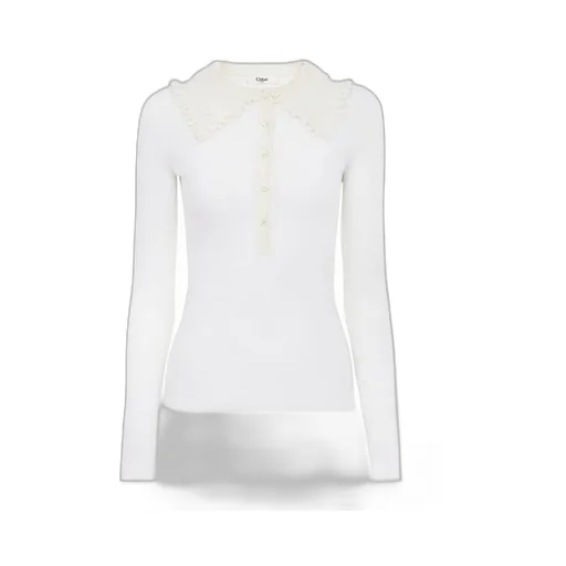 Lace-Collar Long-Sleeve Shirt