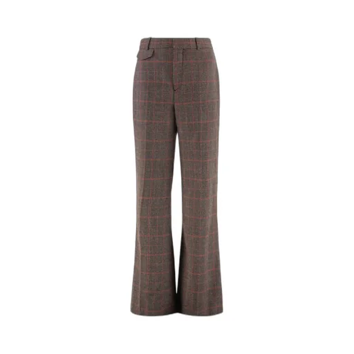 Checked High-Waisted Flared Pants