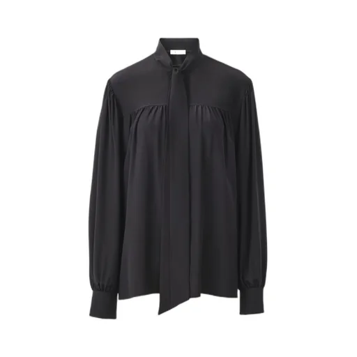 Pussy-Bow Collar Silk Top