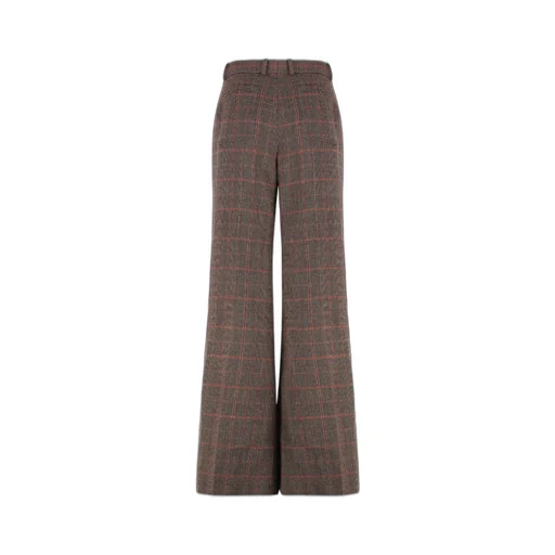 Checked High-Waisted Flared Pants