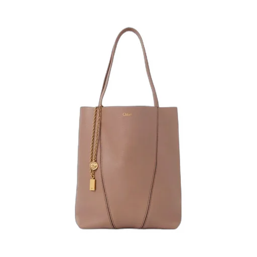 Medium Spin Leather Chain-Detail Tote Bag